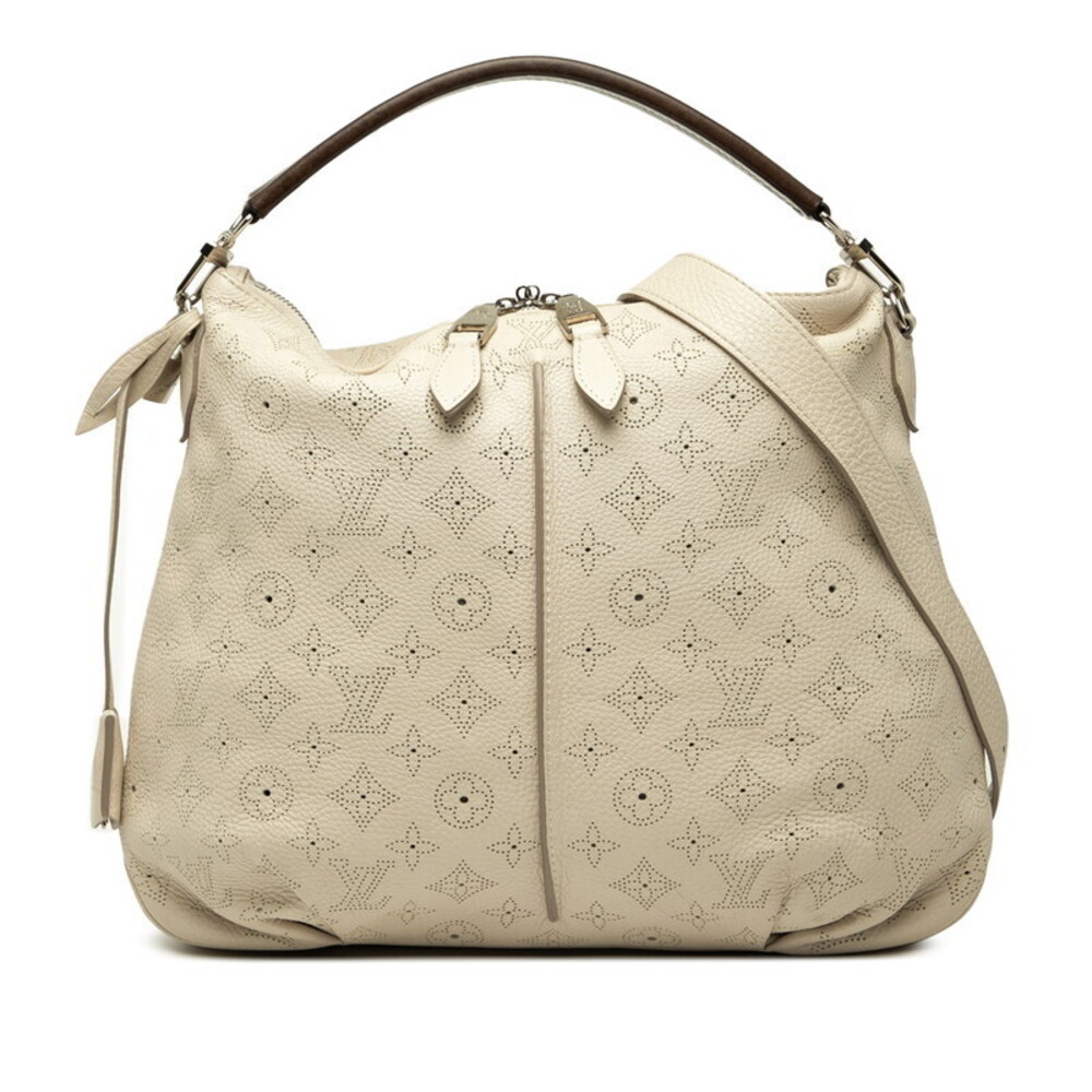 Louis Vuitton Monogram Mahina Selene Tote Shoulder Bag Blanc White Cream Leather